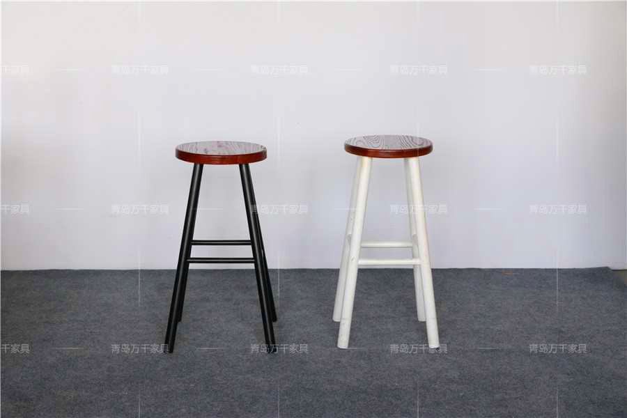 實木圓凳面吧椅